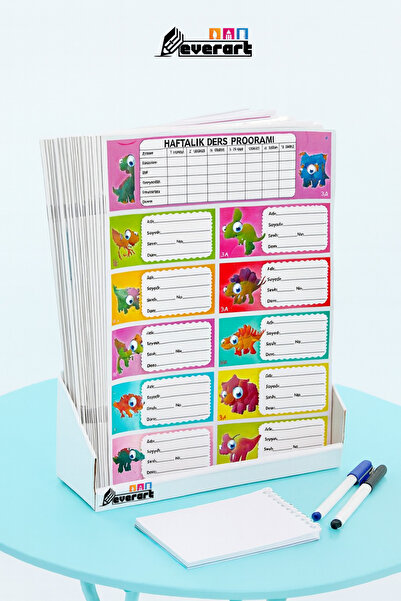 everart Okul Etiketi karışık Temalı Kalem Defter Etiketi Özel İsim Yazılabile...