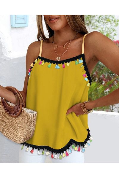 civetta Women's Rope Strap Tassel Detailed Sandy Blouse