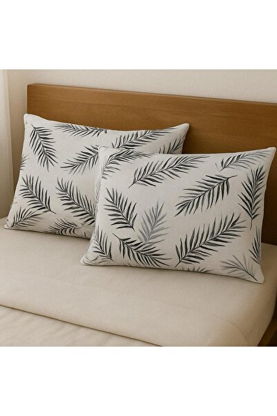 Mbcollection طقم غطاء وسادة منقوش من القطن مقاس 50 × 70 سم مكون من قطعتين