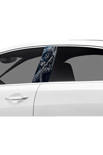 Çağlayan Reklam رقائق تغطية عمود باب السيارة بنمط الرأس الجاف (مجموعة اليمين ...