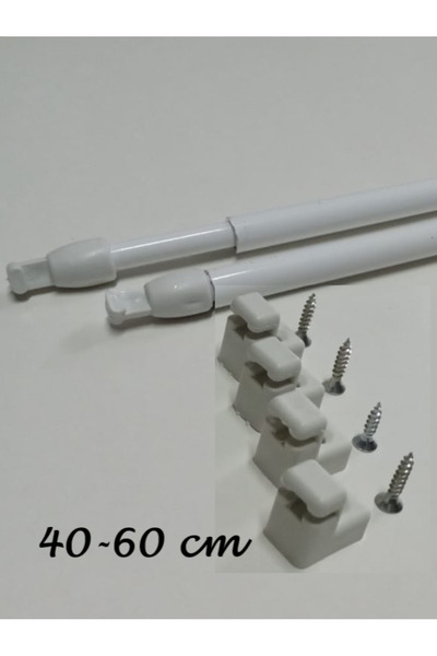 TİEBACK 40-60 cm Ayarlanabilir Briz Çubuğu 2 Adet Alüminyum Perde Borusu 4 Ad...