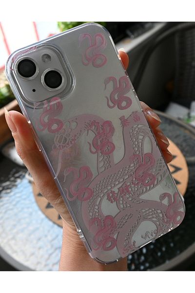 Go Aksesuar iPhone 15 - 14 - 13 Compatible Shine Snake Color Transition Glossy Design Silicone Case