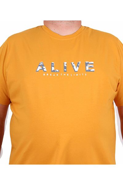 MocGrande Men's Plus Size Crew Neck T-Shirt Alive 25187 Mustard