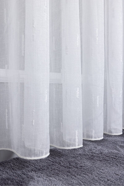 Payidar Keten Deniz Gri 1/3 Sık Pileli Ütü İstemez Kırışmaz Yeni Sezon Salon Oda Tül Perdesi