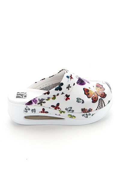 DRMOON White Orthopedic Medical Clogs for Women Airmax Multicolored Butterflies