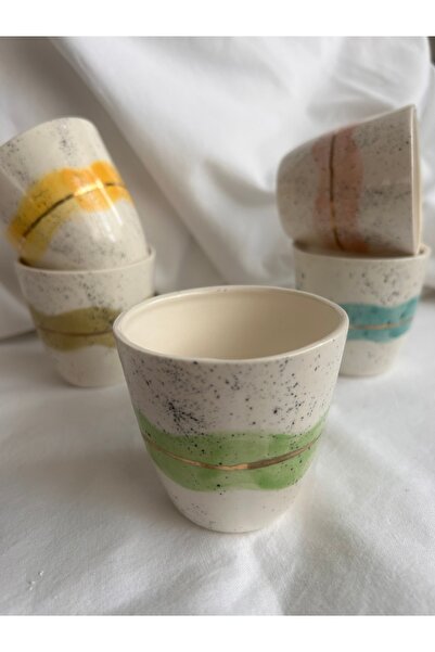 NapaDesignArt El Yapımı Seramik Matcha Çay Fincanı – Japon Kintsugi Tarzı Yeşil Renkli 150 Ml