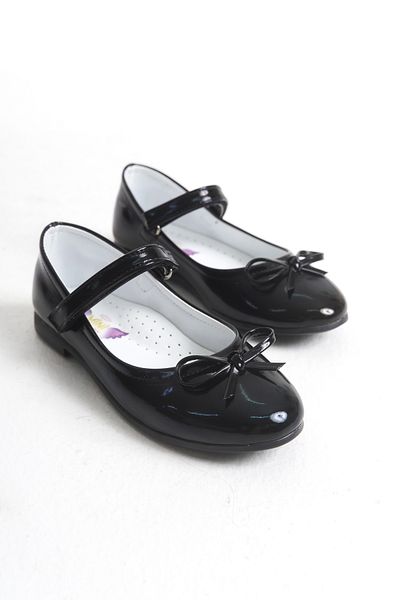 Mini Angel Black Color Girls' Ballerina Shoes with Bow Children's Ballerina Girls' Orthopedic Black Ballerina Shoes