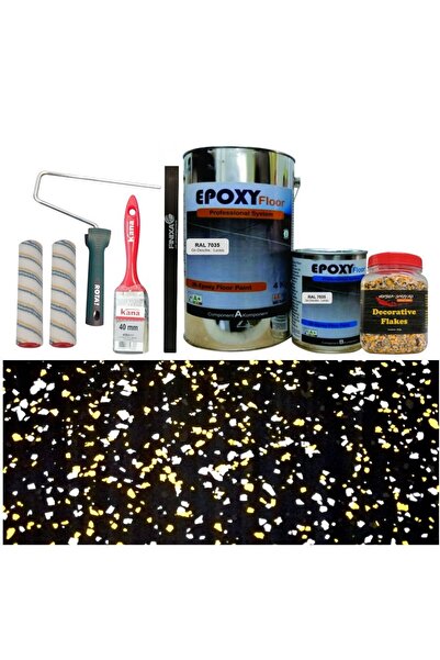 OEM Kit Complet Vopsea Epoxidica Neagra RAL 9005-Chipsuri Crazy Yellow