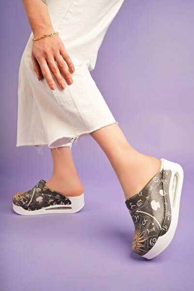 DRMOON Women's Black Orthopedic Medical Clogs Airmax Astrology