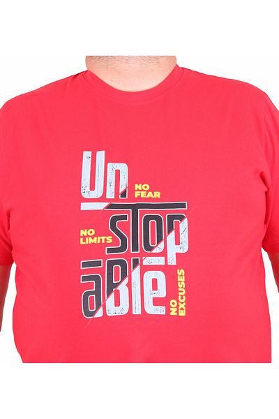 MocGrande Men's Plus Size Crew Neck T-Shirt Un Stop Able 25181 Red