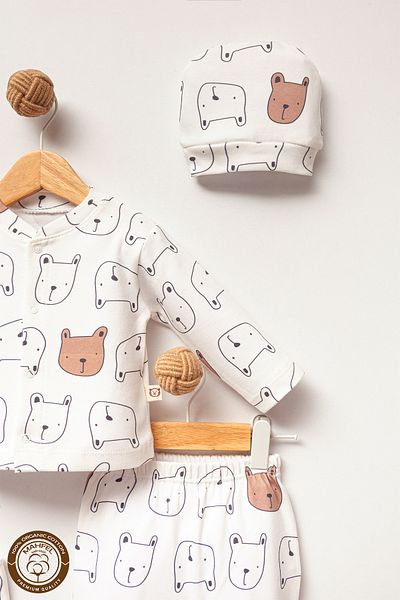 MAHFEL 100% Cotton Organic Dog Printed Newborn Hospital Discharge Set 5 Pieces