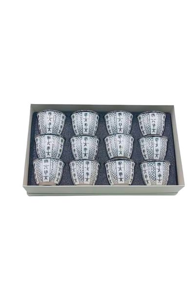 Generic Seven and Palm Coffee Cup Set, Silver, 12 Pieces