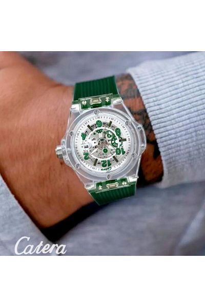 catera Men's watch with a green rubber strap