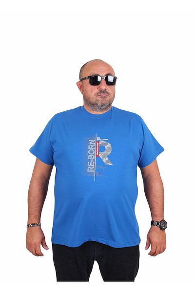 MocGrande Men's Plus Size Crew Neck T-Shirt Re-Born 25185 Saks