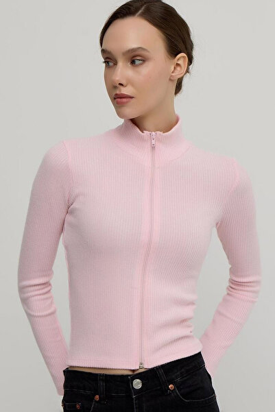 Yeslena Dik Yakalı Fermuarlı Kendinden Fitilli Kaşkorse Fit Dar Kesim Likralı...