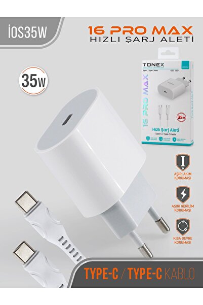 Tonex 35W Hızlı Şarj Aleti + Type-C / Type-C Kablo | Güçlü ve Stabil Hızlı Şarj