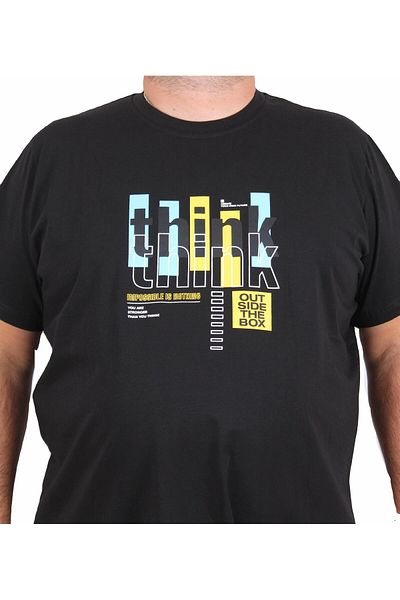 MocGrande Men's Plus Size Crew Neck T-Shirt Think 25184 Black