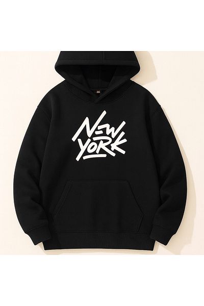 CLASSY.MODA New york written Hooded sweatshirt