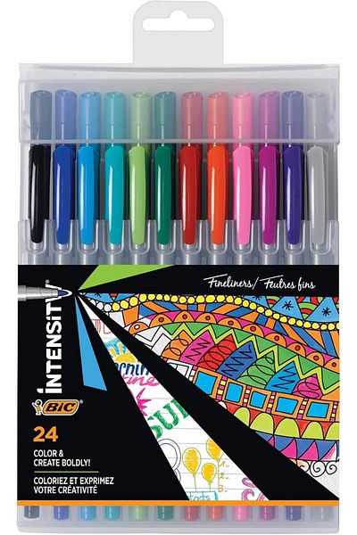 Bic Marker Pen Easel Pack, Fine/Medium Point, Assorted Colors, 24-Count