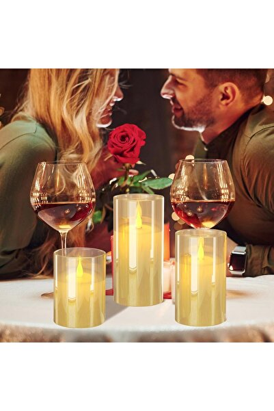 Generic EXTSUD Flameless LED Candles Rechargeable with Charging Station and Remote Control, Set of 3 Decorat
