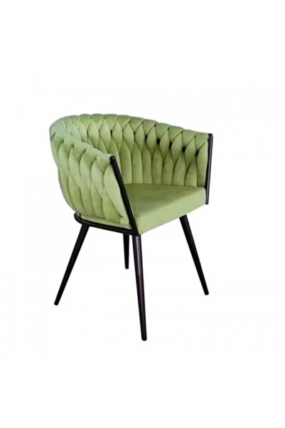 Kardett Set 2 Scaune, fotolii din catifea verde pentru living, bucătărie sau birou, modern, picioare metal