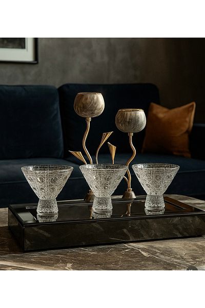 Generic Decorative glass serving cups, can be used to serve sweets, nuts or fruits, 3 pieces
