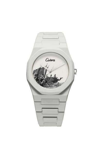 catera Men's white carbon fiber watch
