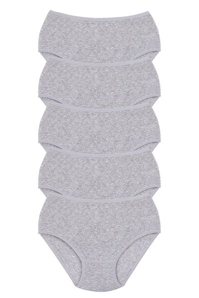 Lantliv 5 Pieces Women's Heart Patterned Cotton Panties, White Panties,