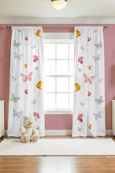 EVPANYA Butterfly Valley Patterned Children's Baby Room Background Curtain (Single Wing Pricing)