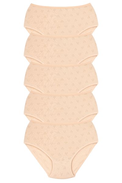 Lantliv 5 Pieces Women's Heart Patterned Cotton Panties, White Panties,