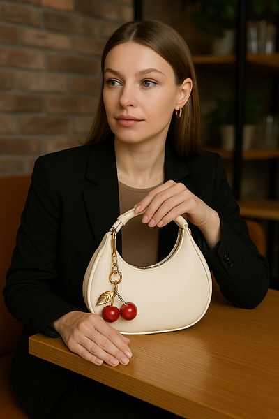 Handley Cherry Charm Detailed Shoulder Bag Mini Stylish Model