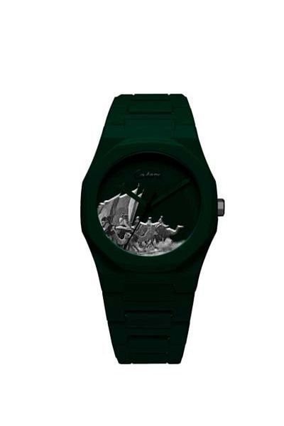 catera Men's Olive Green Carbon Fiber Watch