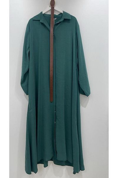Betimoda Women's Modal Long Shirt Dress Emerald Green