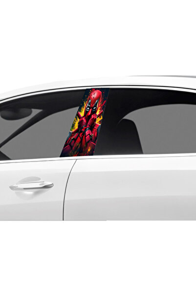 Çağlayan Reklam رقائق تغطية عمود باب السيارة بنمط ديدبول (مجموعة يمين ويسار) ...