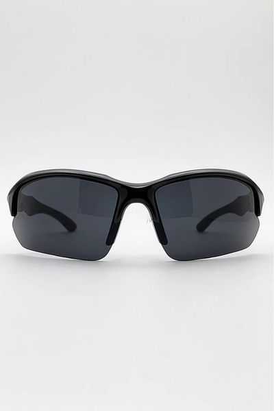 LAALUNA Sleek Black Wraparound Sports Sunglasses with Polarized Dark Lenses