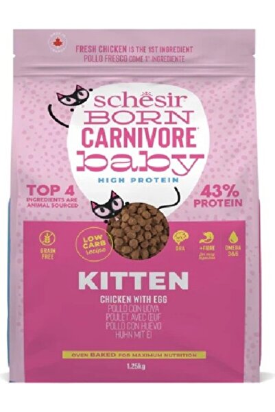 Schesir Born Carnivore Baby Kitten Tavuk ve Yumurtalı Tahılsız Yavru Kedi Kur...