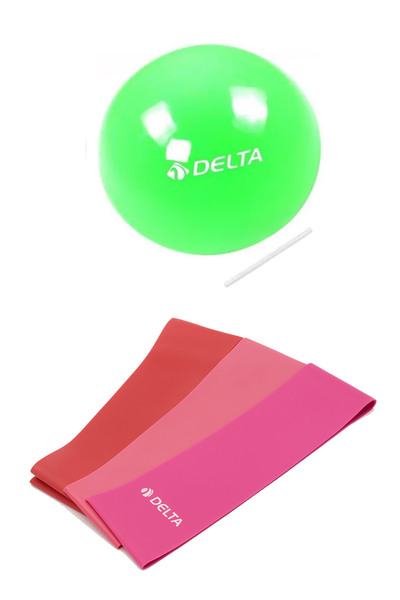 Delta 3 Pieces Pilates Band 3 Resistance Bands in Different Resistances, 20 cm Mini Balance Exercise Pilates Ball Set