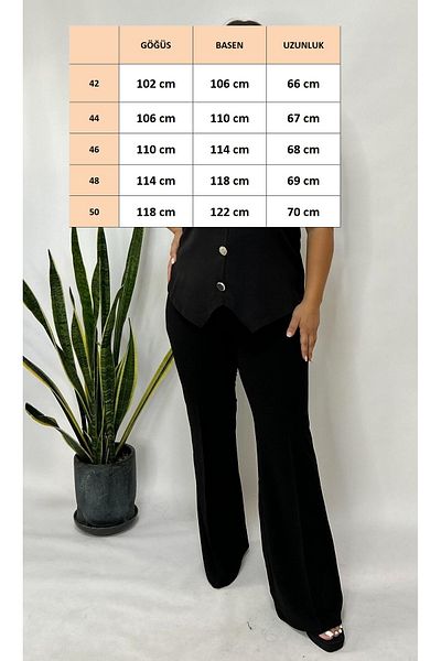 FOR ESRA BIG TREND Women's Plus Size V Neck Big Ornamental Button Sleeveless Vest Look Stretchy Woven Blouse