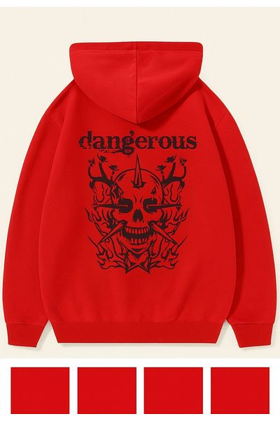 CLASSY.MODA Dangerous Skull Pattern Hooded Sweatshirt