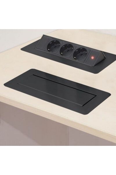 Mercaton Recessed Distributor, for Desk or Countertop, 3 Sockets with Child Protection, Flip-Up, 230 V, 22