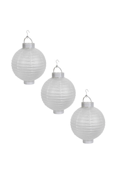 Mercaton Set de 3, Felinar solar cu iluminare LED și panou solar, Funcționare 6-8 ore, 21, Alb