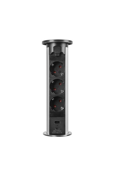 Mercaton 3-socket distributor with child protection, 2 x USB ports, system compatible