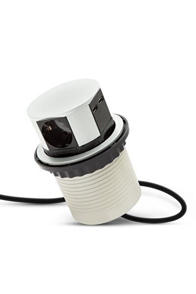 Mercaton Distribuitor 3 prize incorporabil cu protectie pentru copii si 2 Prize USB, Carcasa metalic