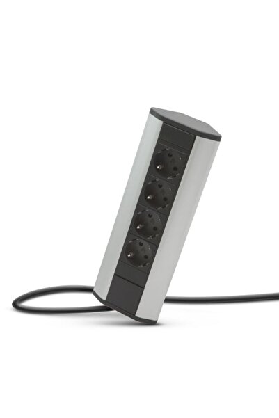 Mercaton Distribuitor Electric, Montaj pe Colt, 4 Prize cu Protectie pentru Copii, 250 V, 16 A, Argintiu