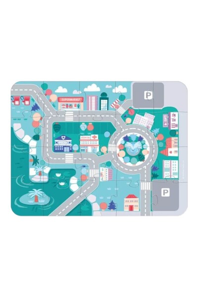 Import LEANToys Children's wooden puzzle city set, wooden blocks with numbers and letters, 162 pcs MCT 9829