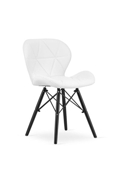 Mercaton Scaun stil scandinav, Mercaton, Lago, piele ecologica, lemn, alb si ...