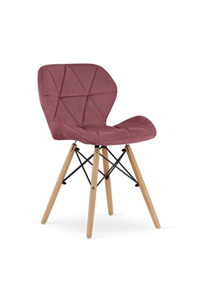 Mercaton Scaun stil scandinav, Mercaton, Lago, catifea, lemn, roz inchis, 47x...