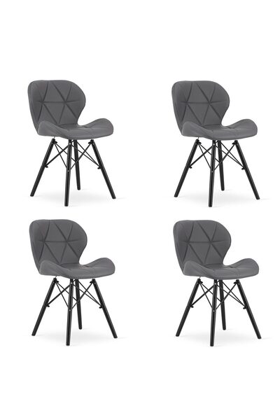 Mercaton Set 4 scaune stil scandinav, Mercaton, Lago, piele ecologica, lemn, ...