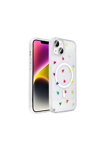 Nezih Case Apple iPhone 13 Kılıf Magsafe Şarj Özellikli Şeffaf Figürlü Sert K...