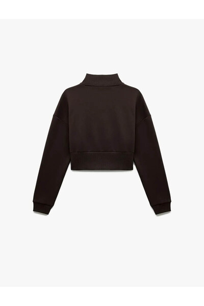 Koton Hanorac de damă din bumbac cu jumătate de fermoar maro 6Wal10201Ik